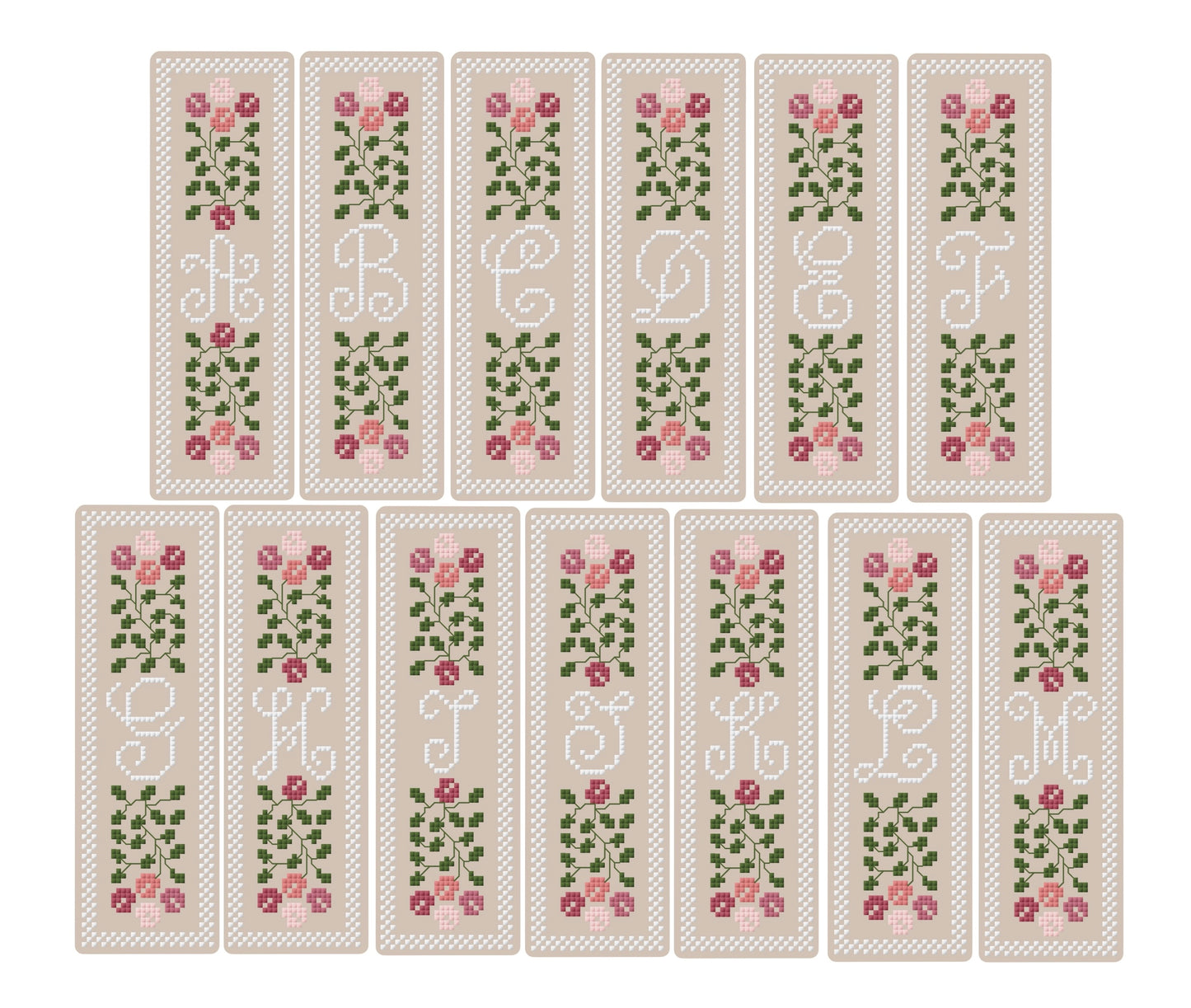 Monogrammed Floral Bookmark Chart