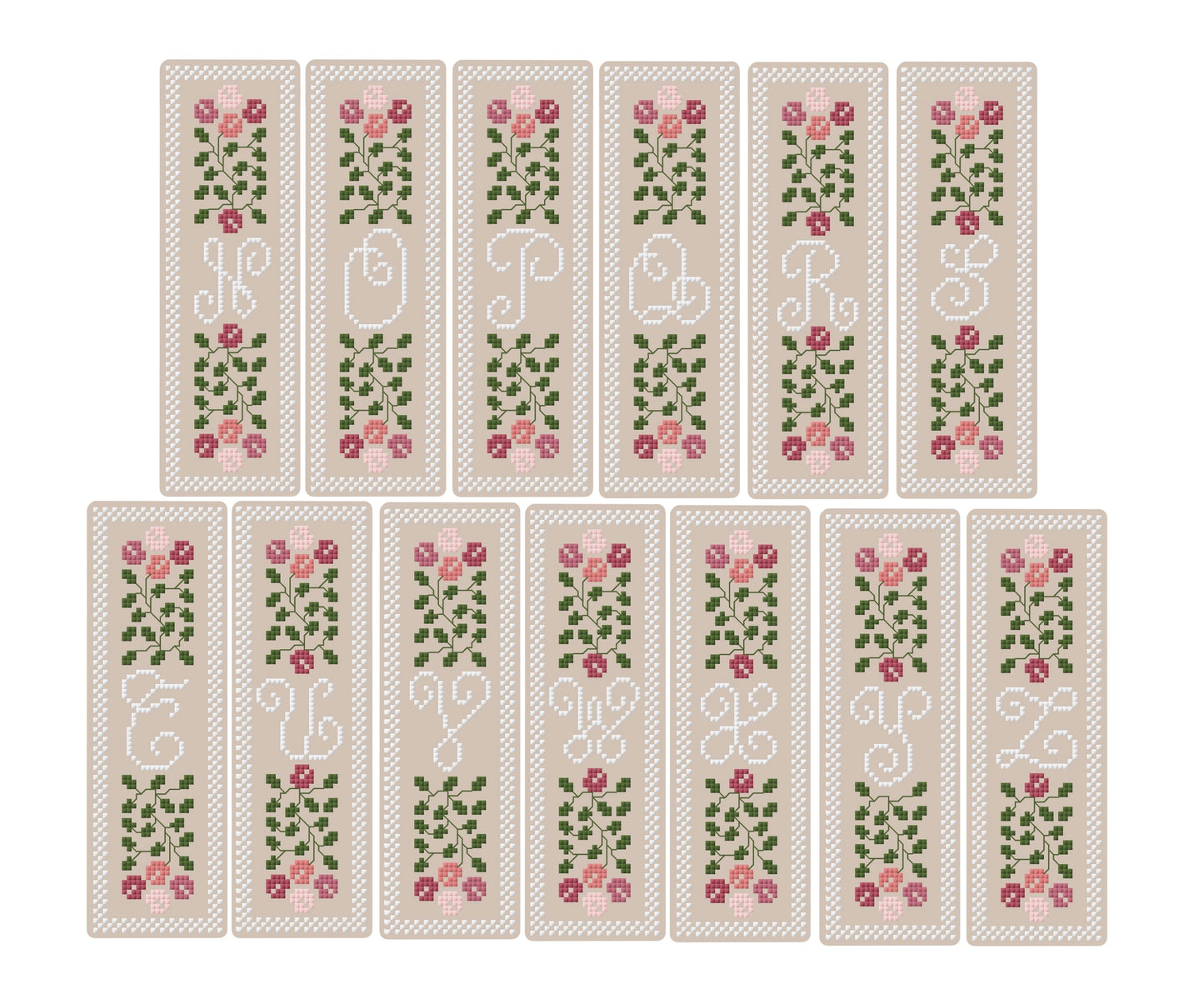Monogrammed Floral Bookmark Chart