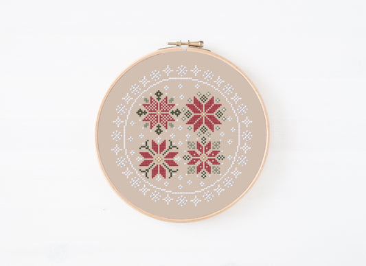 Christmas Mini Cross Stitch Pattern - Poinsettia