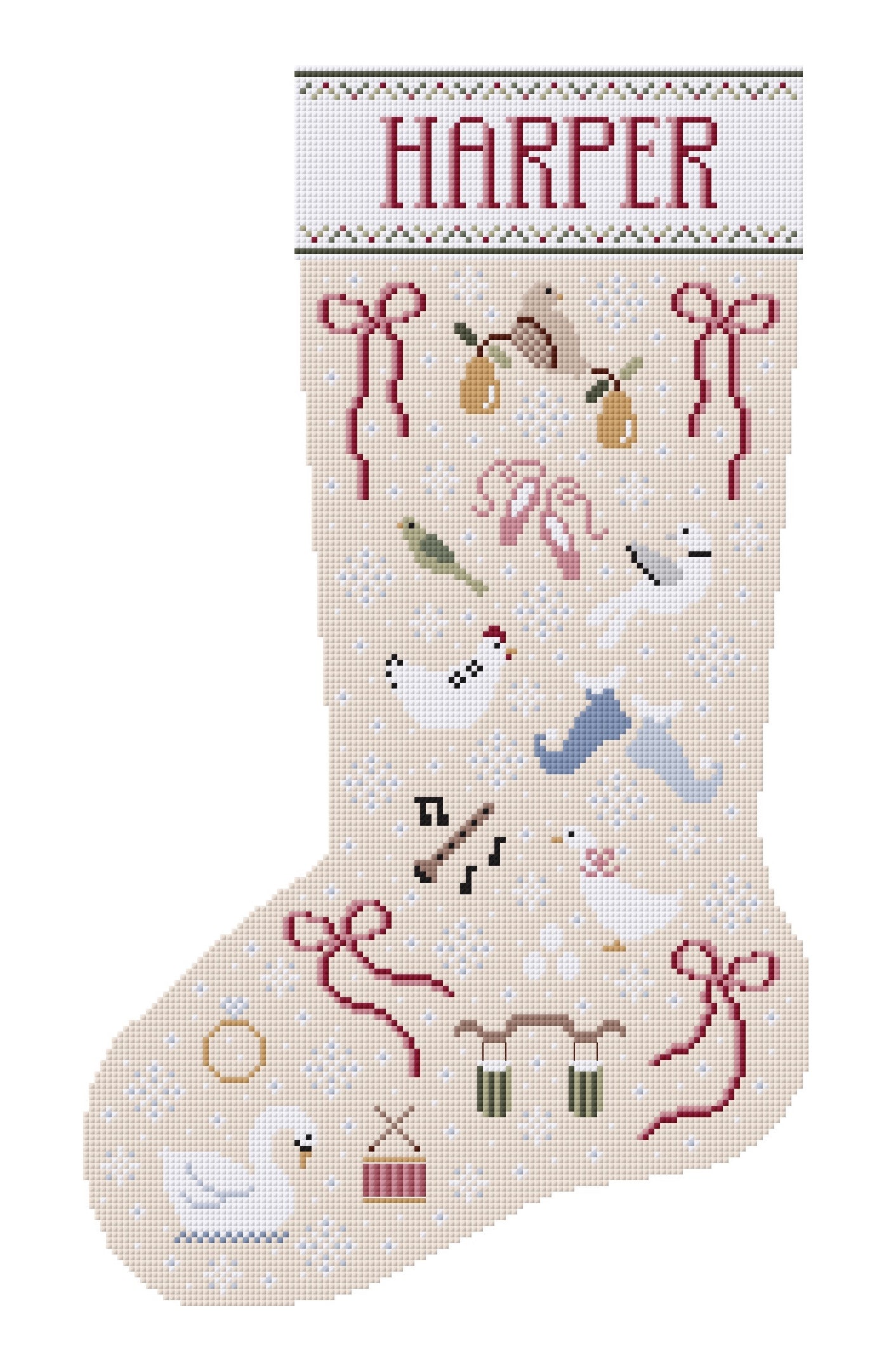 Custom Christmas Stocking Cross Stitch Pattern Kit