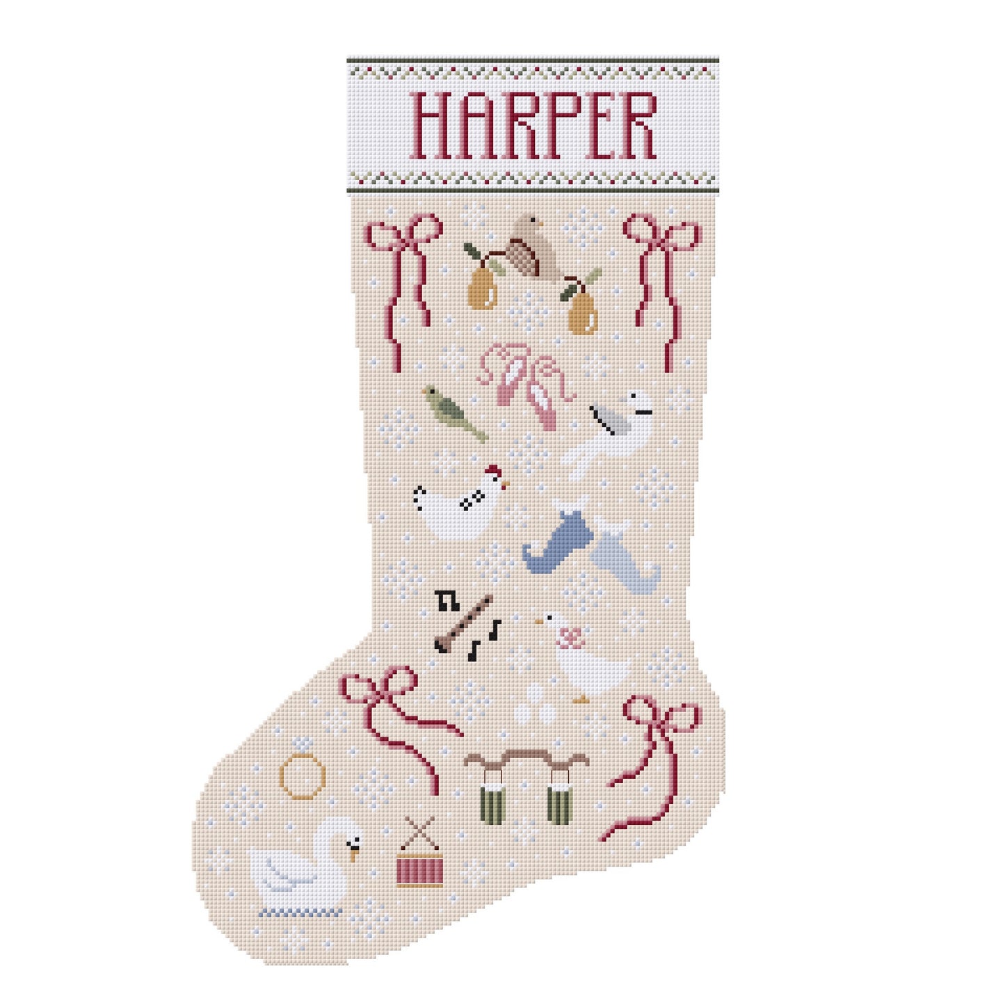 Custom Christmas Stocking Cross Stitch Pattern