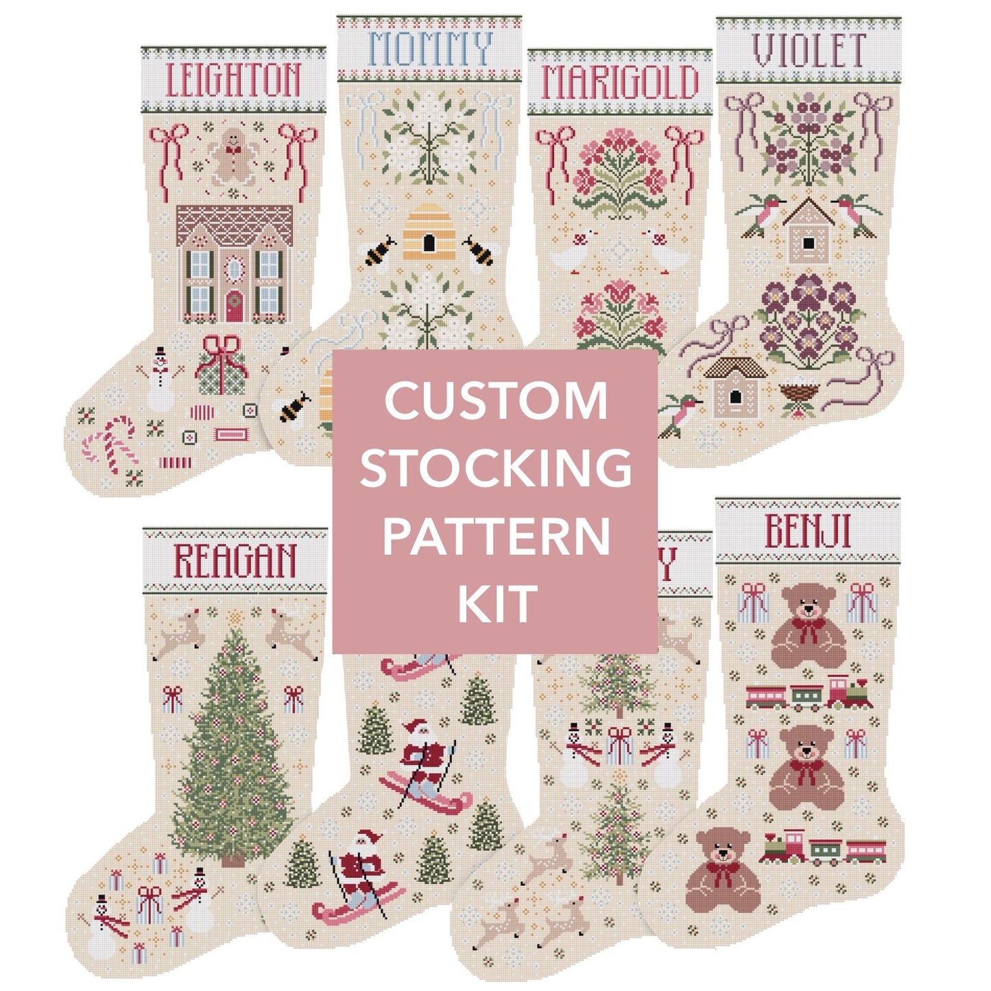 Custom Christmas Stocking Cross Stitch Pattern Kit