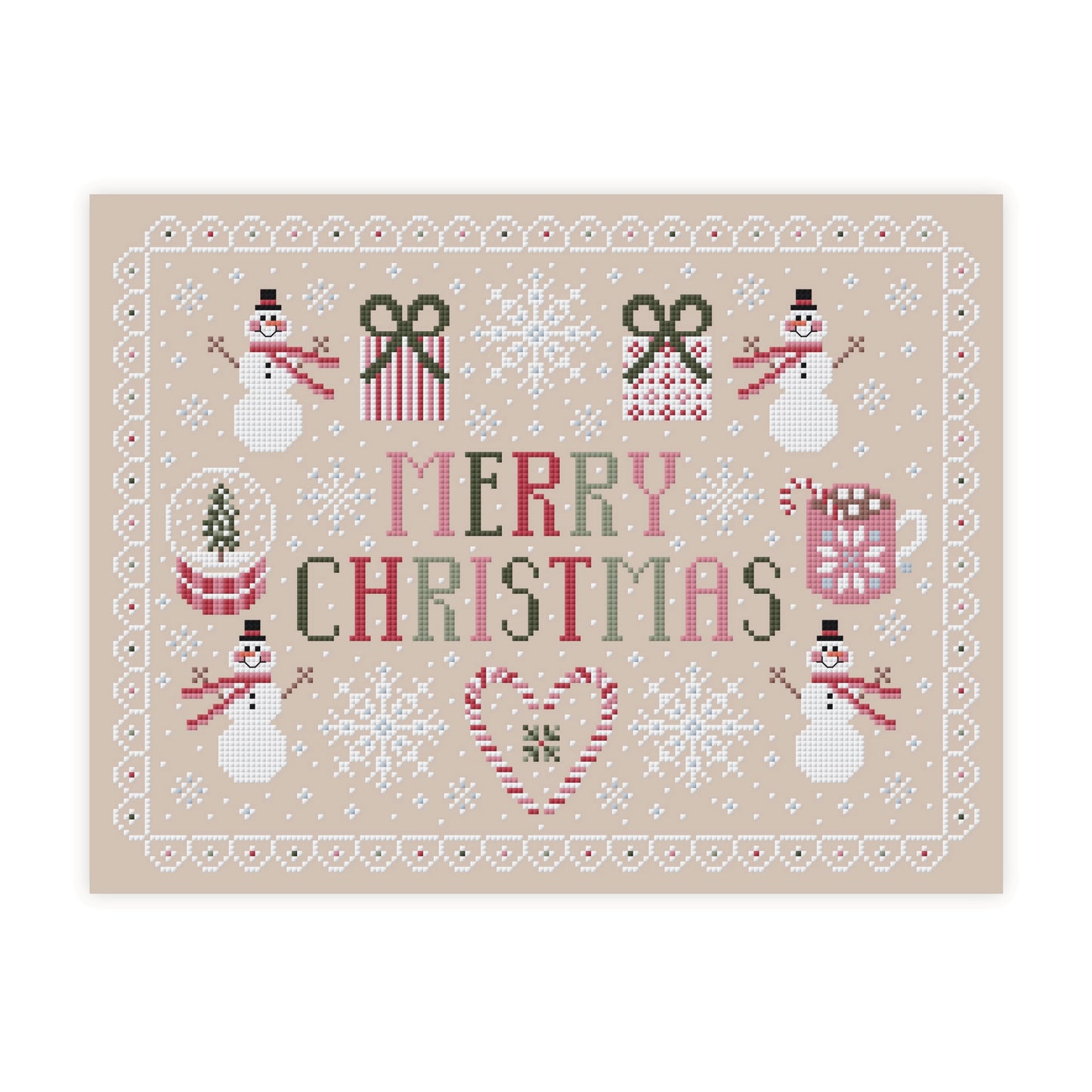 Merry Christmas Cross Stitch Pattern