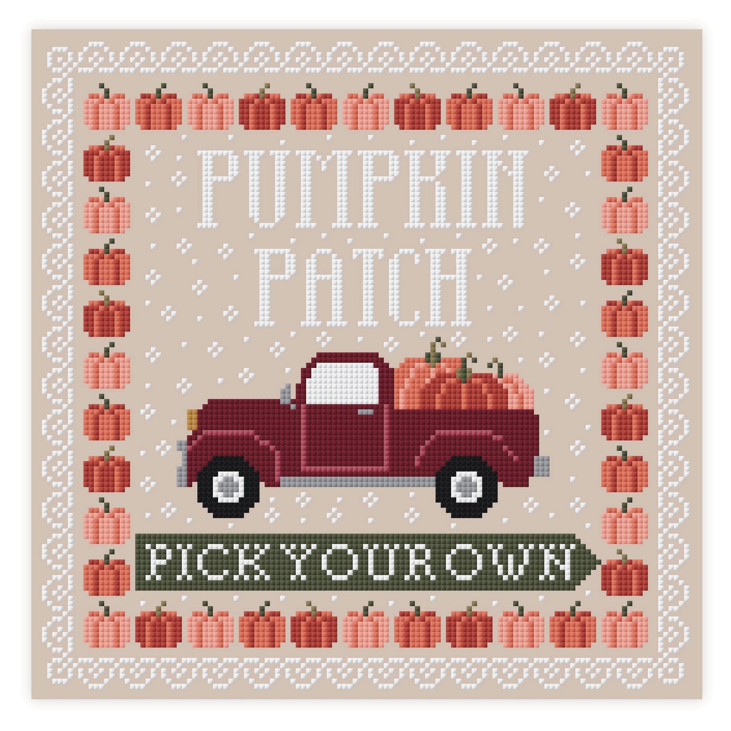 Pumpkin Patch Truck Sign Cross Stitch Pattern