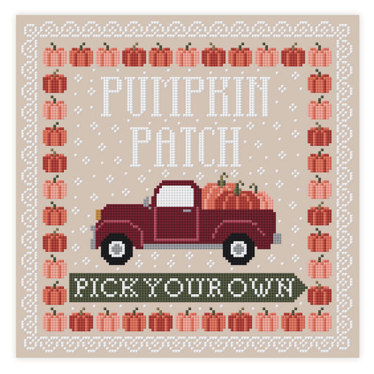 Pumpkin Patch Truck Sign Cross Stitch Pattern