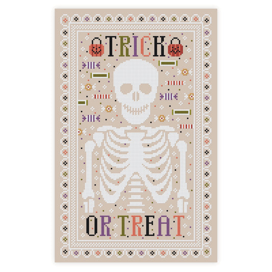 Trick-or-Treat Skeleton Cross Stitch Pattern