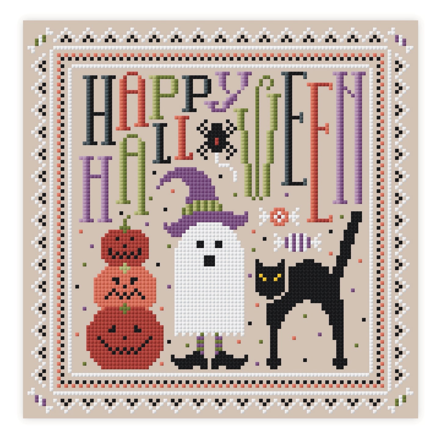 Happy Halloween Cross Stitch Pattern