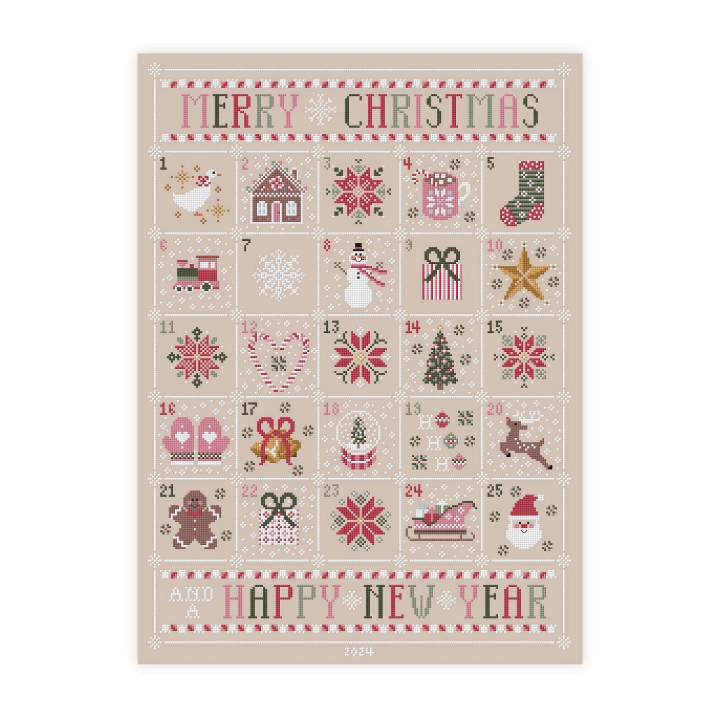 Christmas Advent Calendar Cross Stitch Pattern