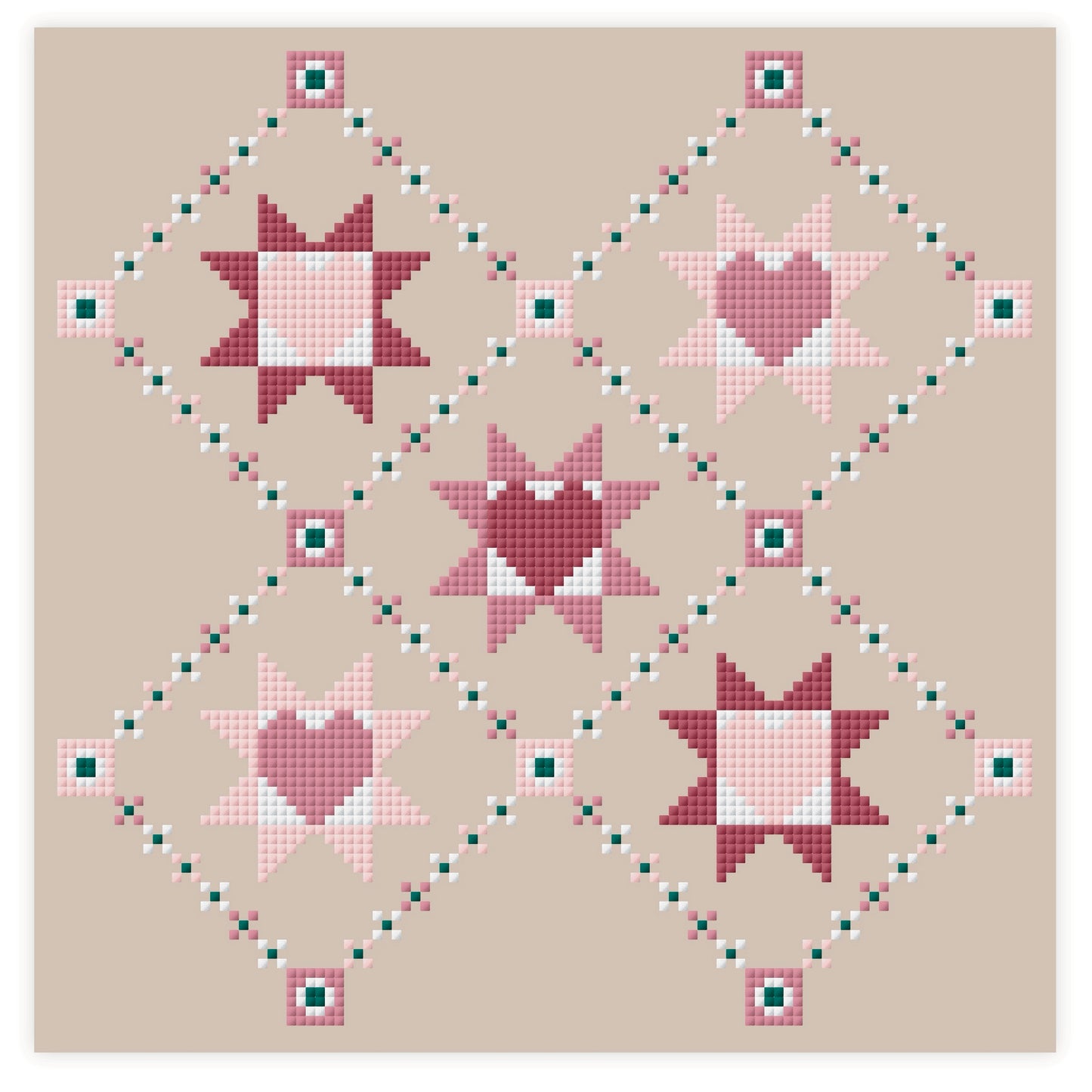 Heart Patchwork Motif Cross Stitch Pattern