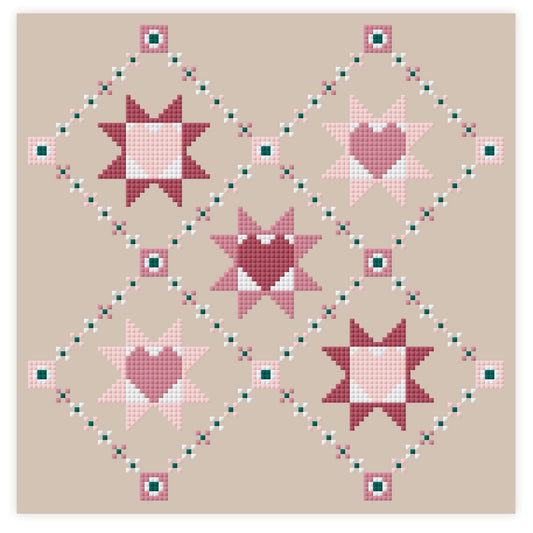 Heart Patchwork Motif Cross Stitch Pattern