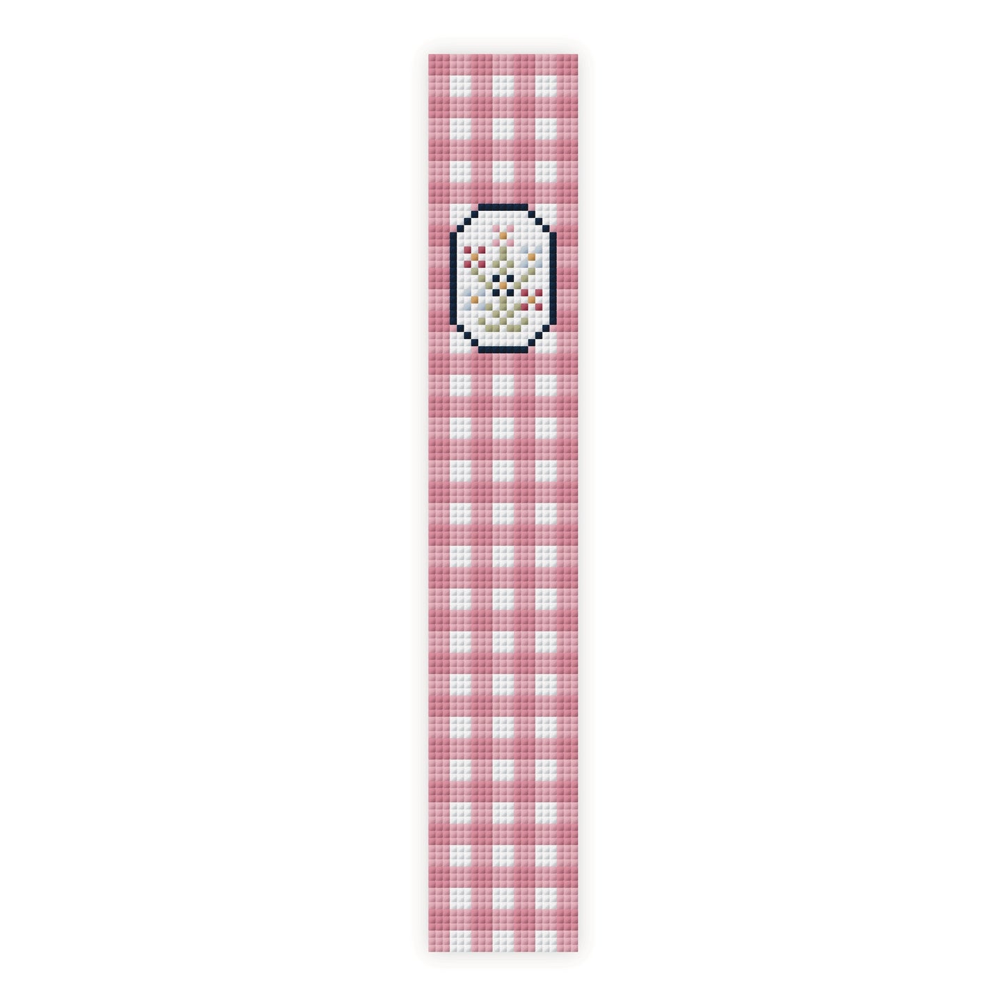 Gingham Floral Bouquet Key Fob Cross Stitch Pattern