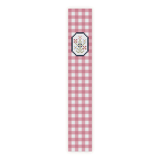 Gingham Floral Bouquet Key Fob Cross Stitch Pattern