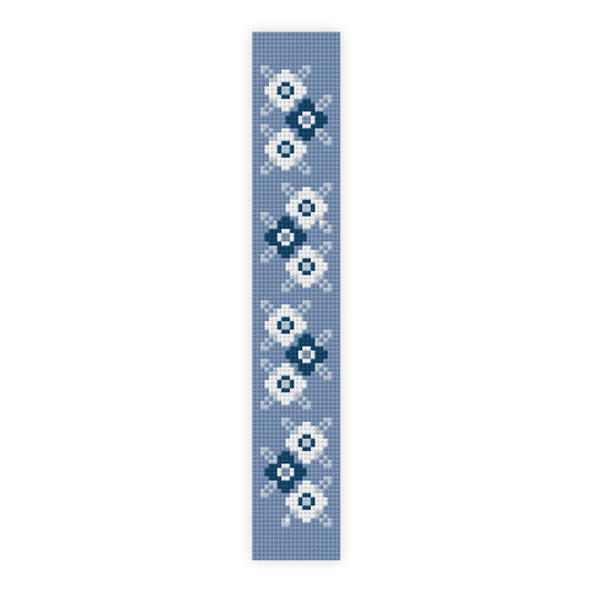 Blue Floral Key Fob Cross Stitch Pattern