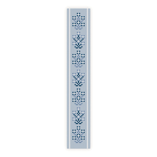 Blue Floral Bouquet Key Fob Cross Stitch Pattern