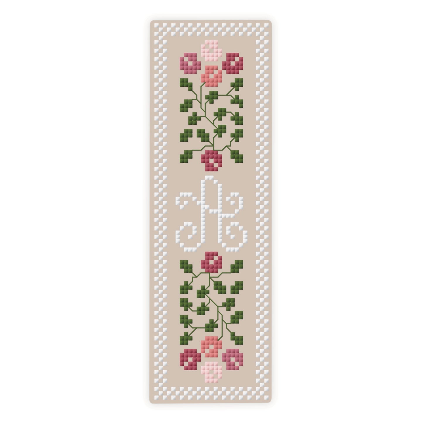 Monogrammed Floral Bookmark Cross Stitch Pattern