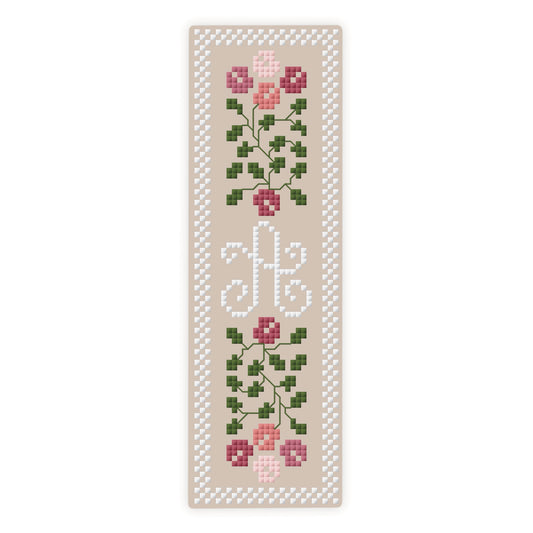 Monogrammed Floral Bookmark Cross Stitch Pattern