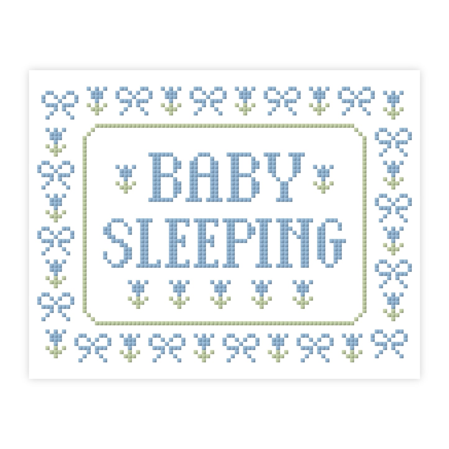 Baby Sleeping Cross Stitch Pattern Blue