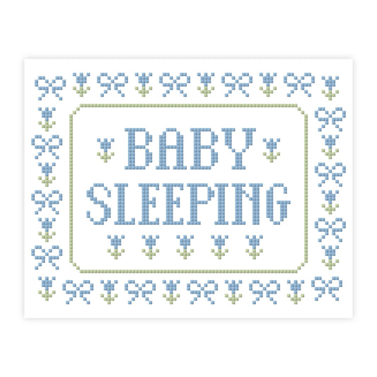 Baby Sleeping Cross Stitch Pattern Blue