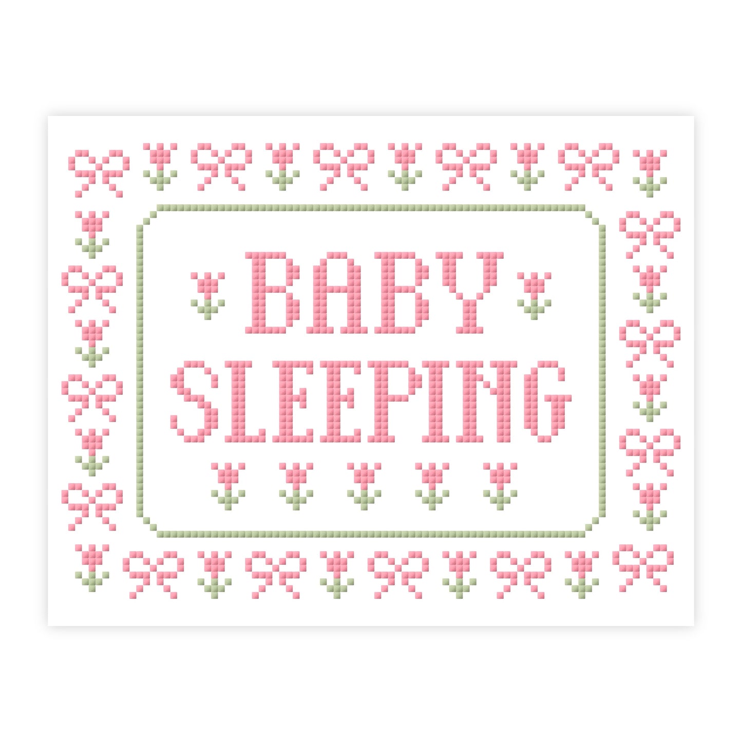 Baby Sleeping Needlepoint Pattern Pink