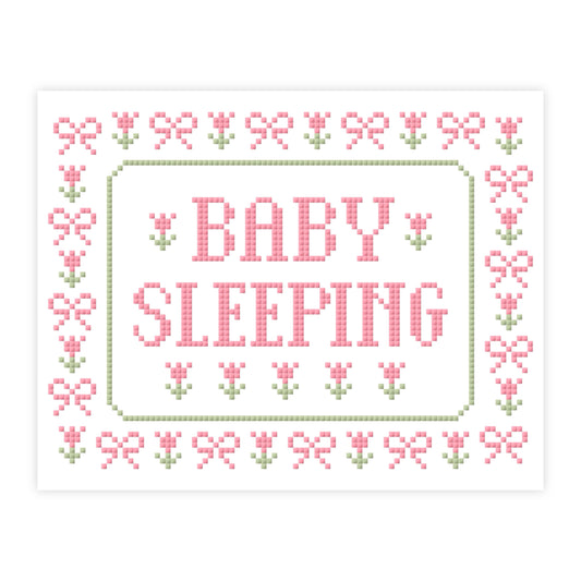 Baby Sleeping Needlepoint Pattern Pink