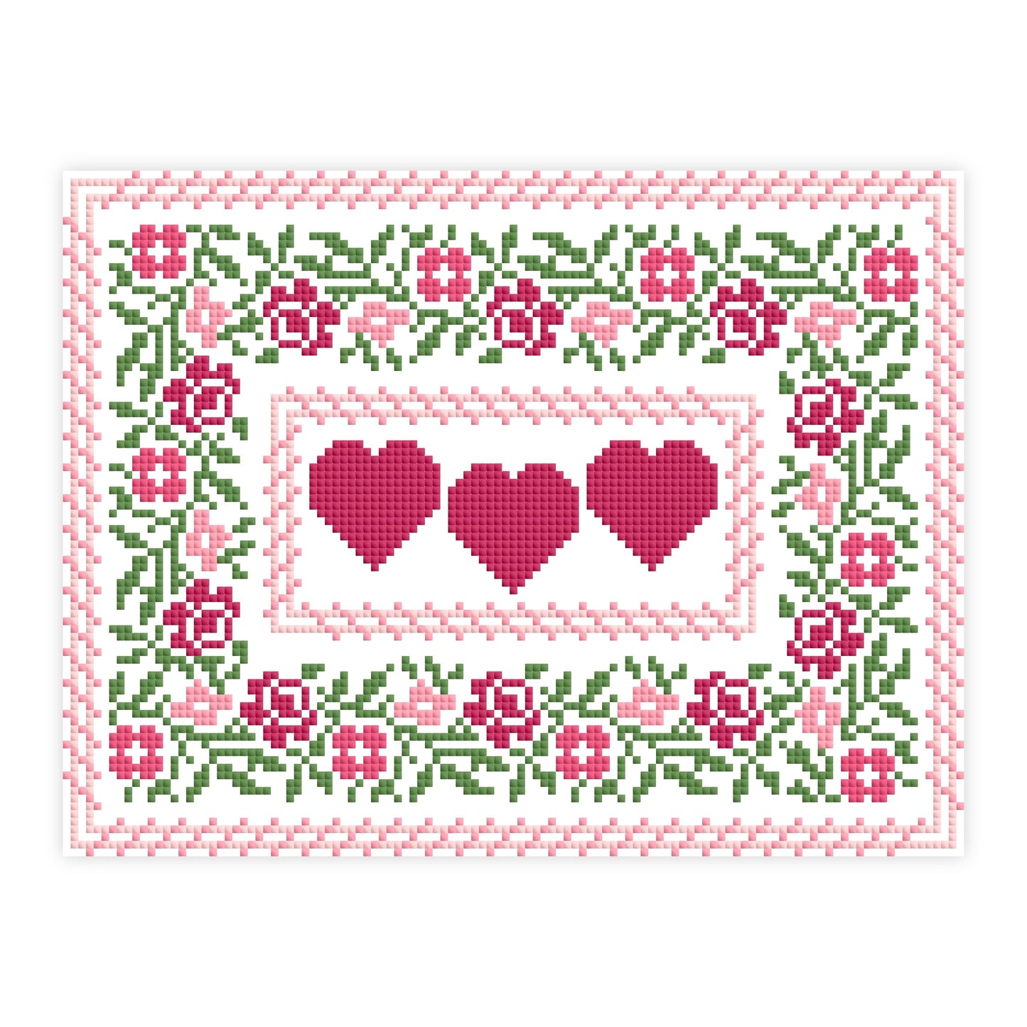 Lovely Hearts Cross Stitch Pattern