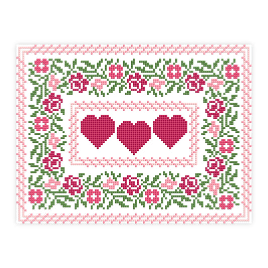 Lovely Hearts Cross Stitch Pattern