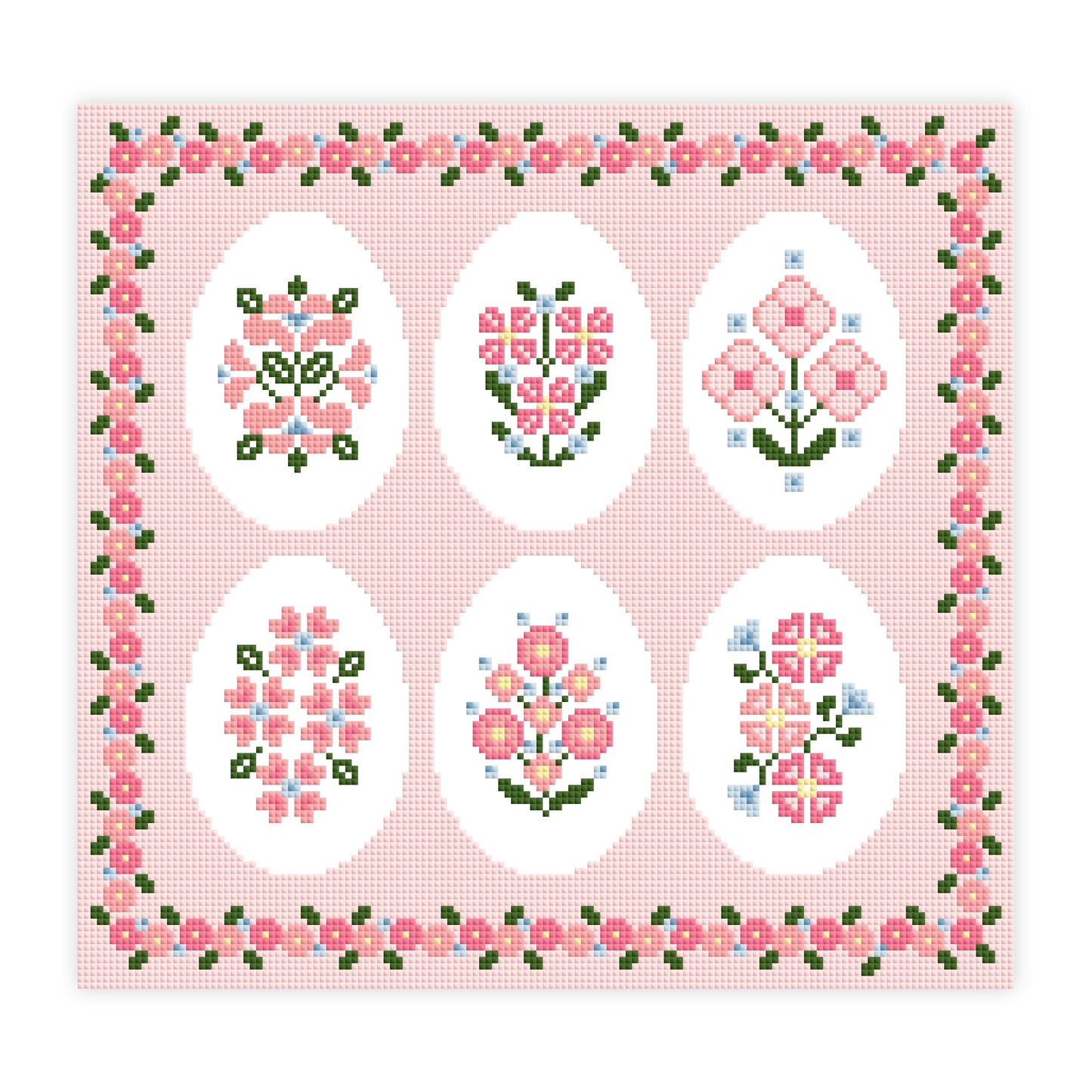 Floral Eggs Cross Stitch Pattern