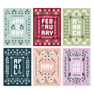January - June Floral Chart Bundle