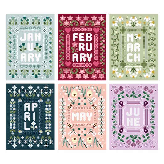 January - June Floral Chart Bundle